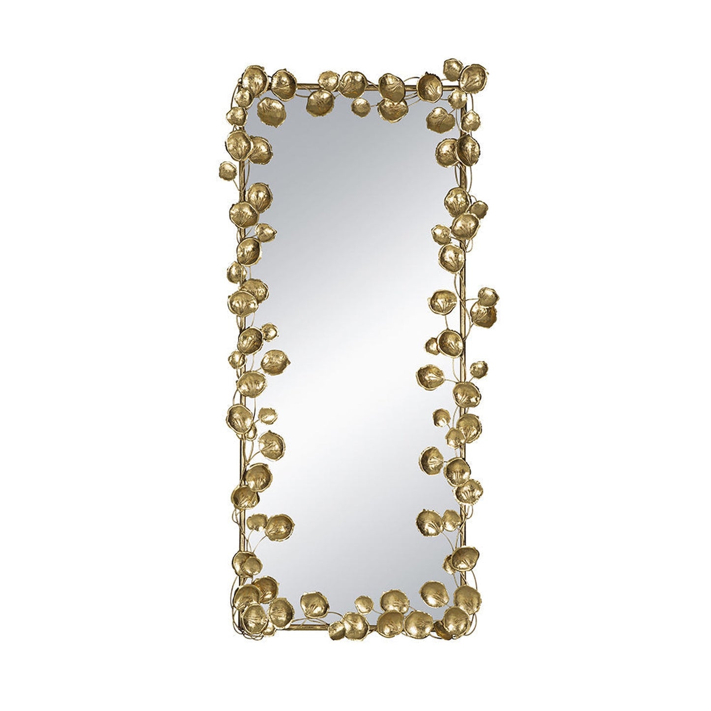 A&B Home 31" x 51" Bundle of 9 Rectangular Gold Metal Frame Wall-Mounted Mirror With Golden Leaf Accent