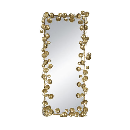 A&B Home 31" x 51" Bundle of 9 Rectangular Gold Metal Frame Wall-Mounted Mirror With Golden Leaf Accent