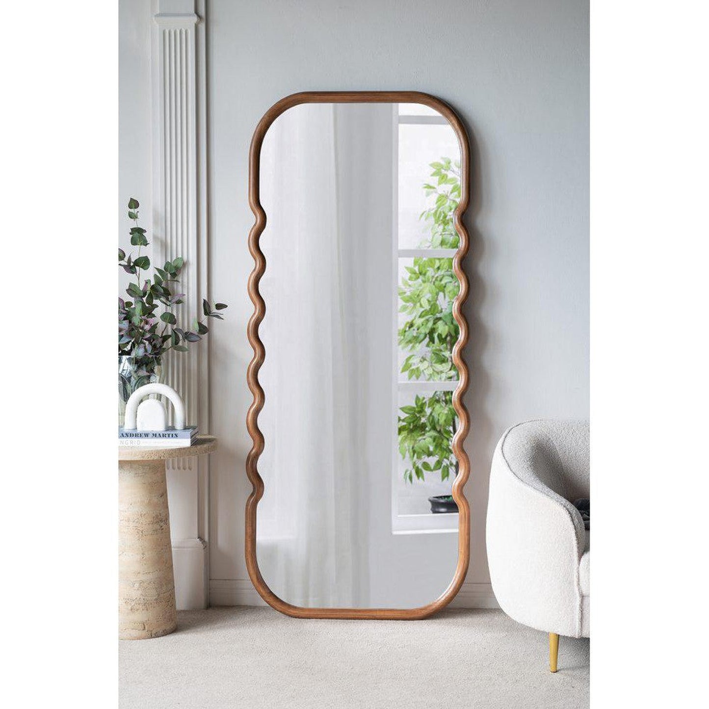 A&B Home 31" x 74" Bundle of 6 Rectangular Rich Dark Brown Oversized Wooden Framed Floor Mirror