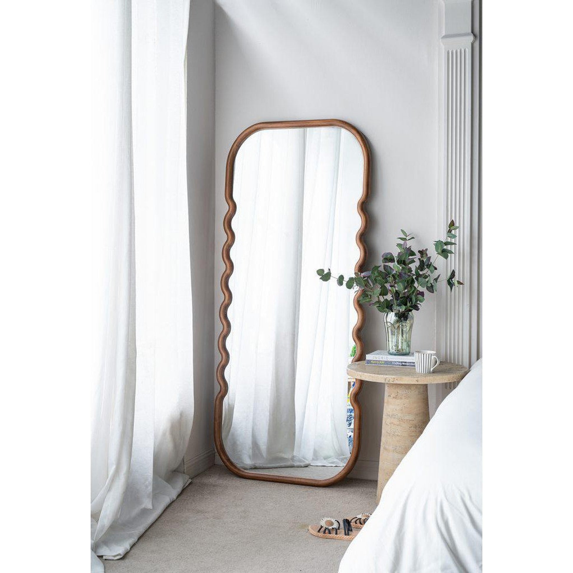 A&B Home 31" x 74" Bundle of 6 Rectangular Rich Dark Brown Oversized Wooden Framed Floor Mirror