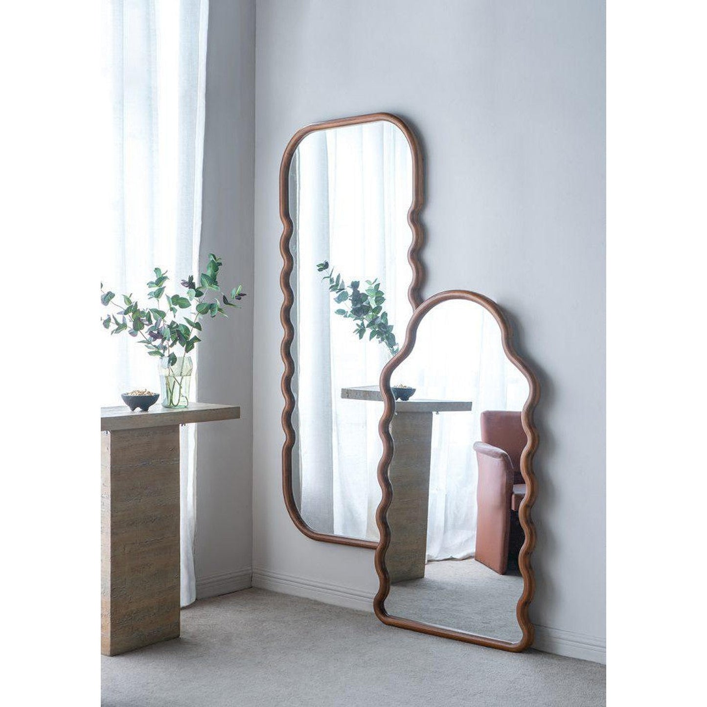 A&B Home 31" x 74" Bundle of 6 Rectangular Rich Dark Brown Oversized Wooden Framed Floor Mirror