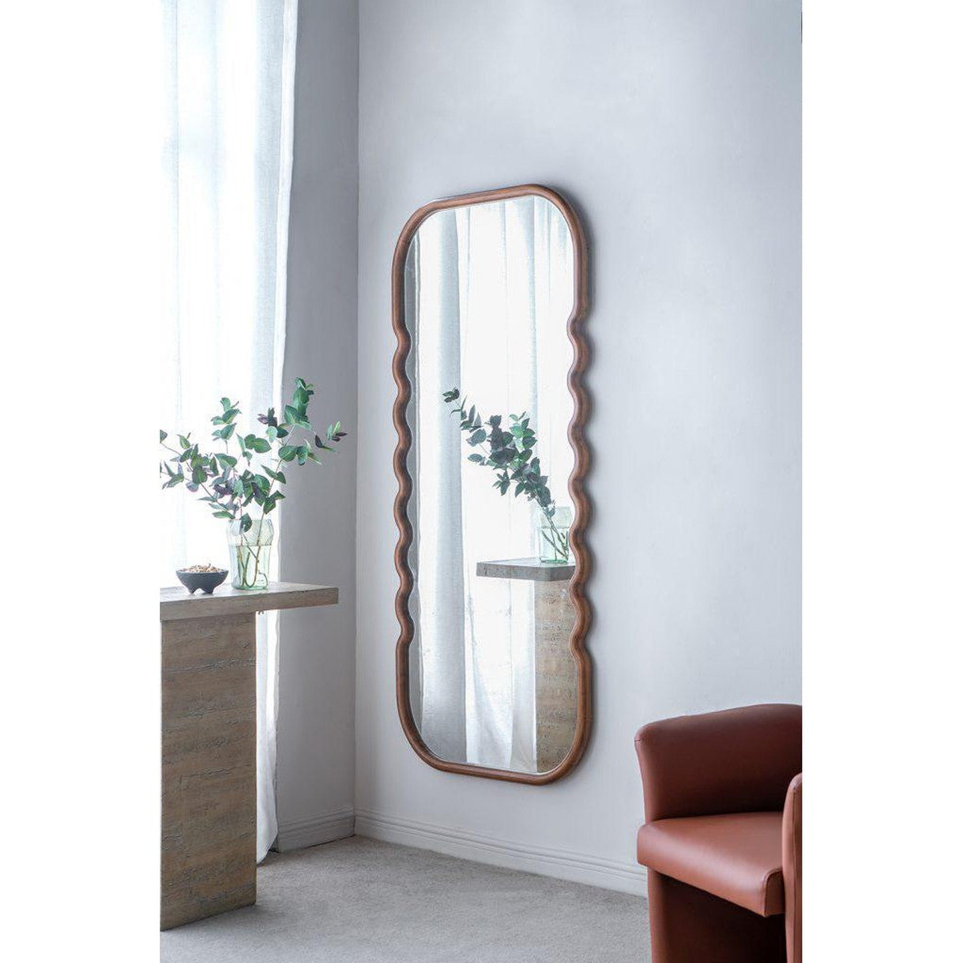 A&B Home 31" x 74" Bundle of 6 Rectangular Rich Dark Brown Oversized Wooden Framed Floor Mirror