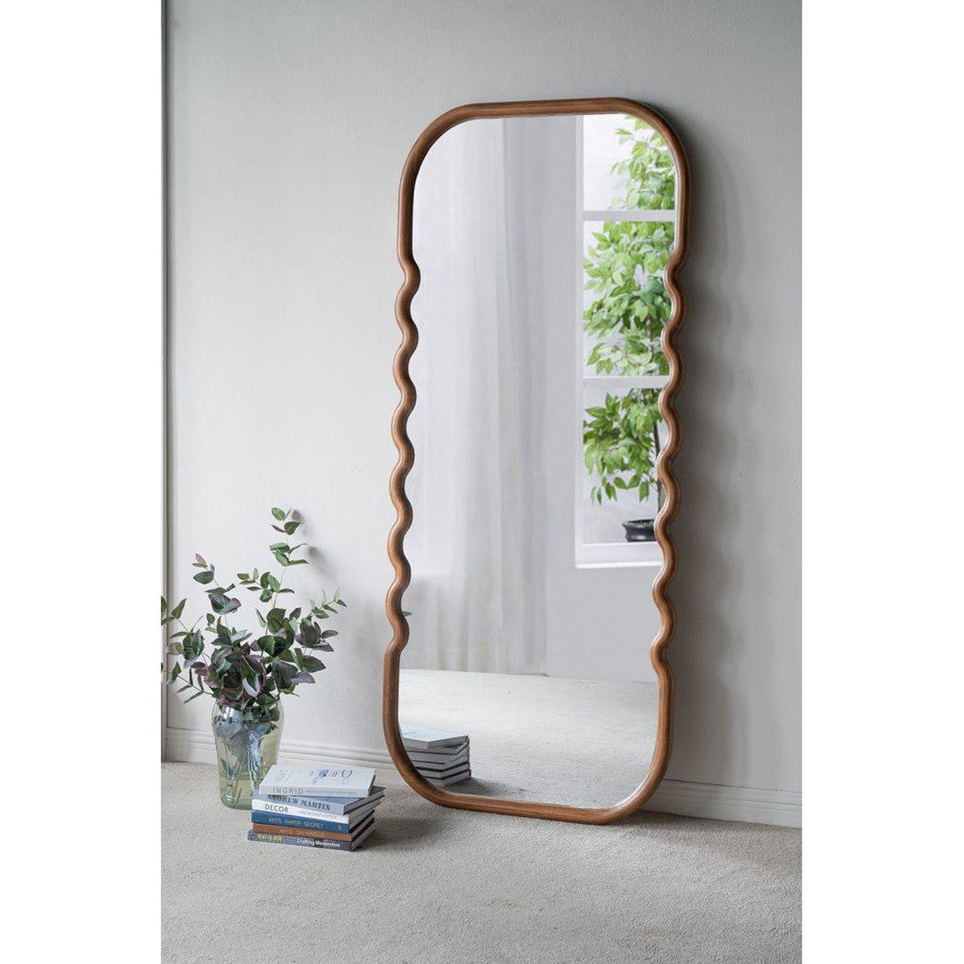 A&B Home 31" x 74" Bundle of 6 Rectangular Rich Dark Brown Oversized Wooden Framed Floor Mirror