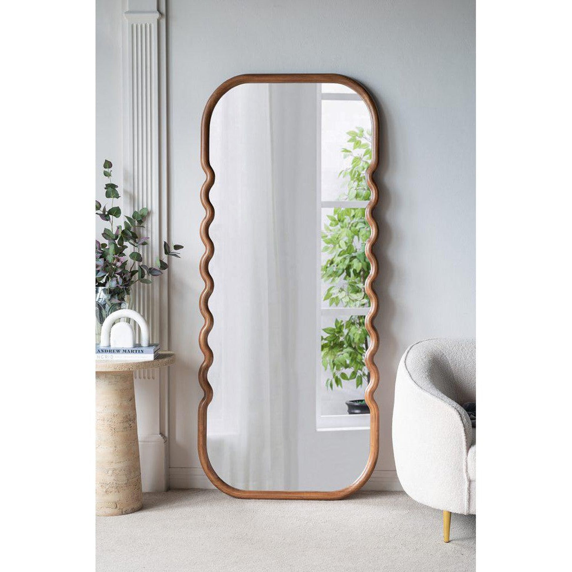A&B Home 31" x 74" Bundle of 9 Rectangular Rich Dark Brown Oversized Wooden Framed Floor Mirror