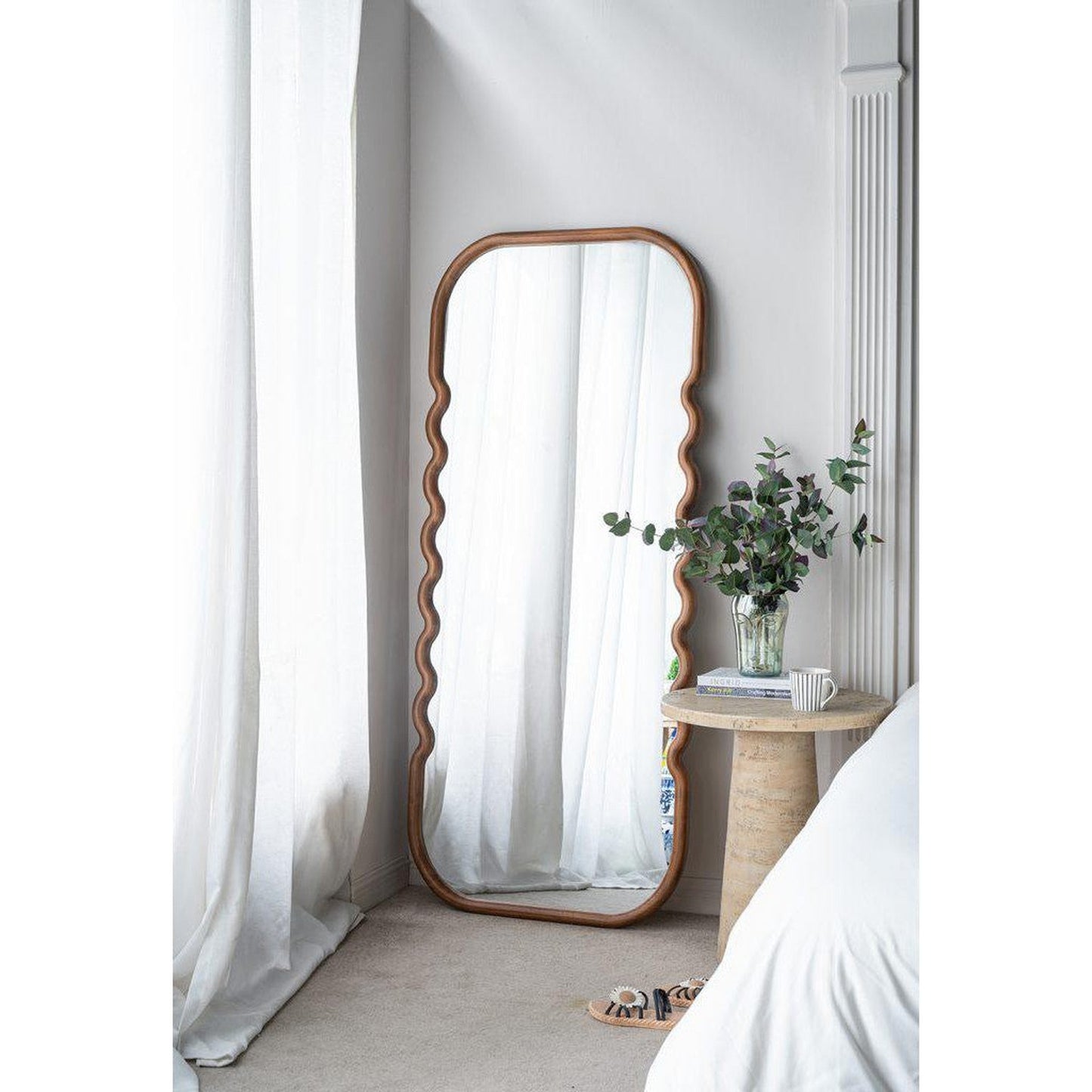 A&B Home 31" x 74" Bundle of 9 Rectangular Rich Dark Brown Oversized Wooden Framed Floor Mirror