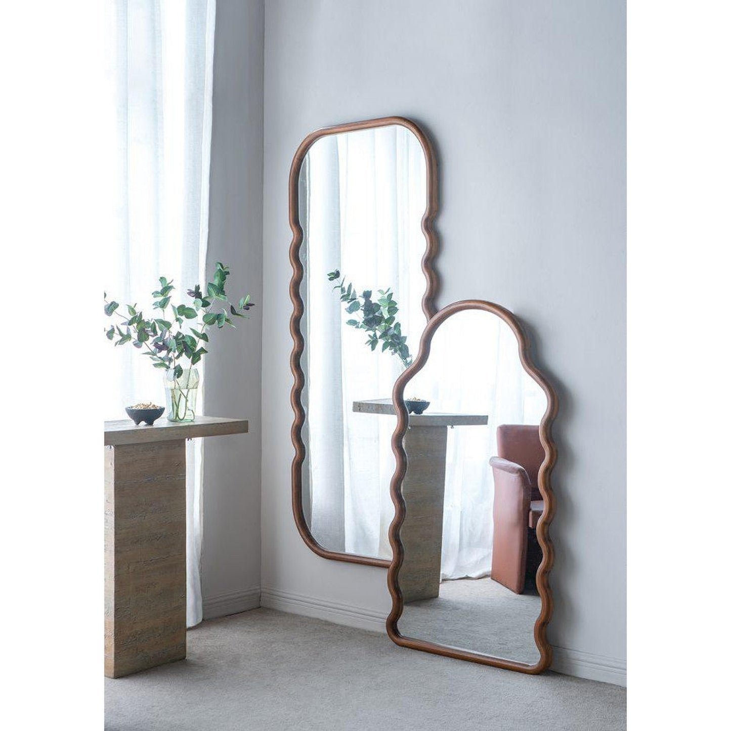 A&B Home 31" x 74" Bundle of 9 Rectangular Rich Dark Brown Oversized Wooden Framed Floor Mirror