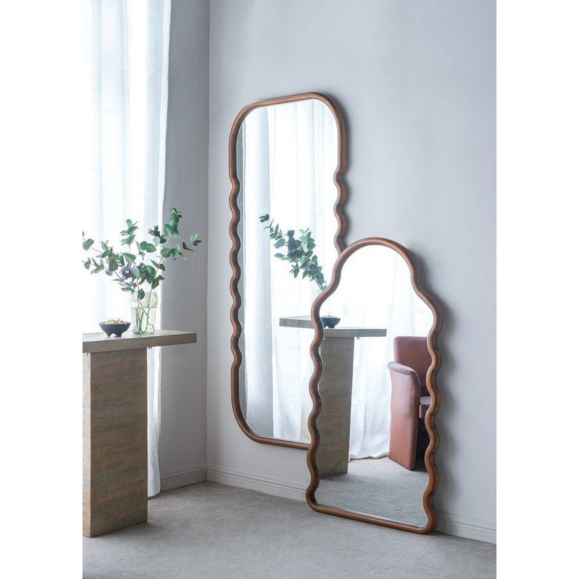 A&B Home 31" x 74" Bundle of 9 Rectangular Rich Dark Brown Oversized Wooden Framed Floor Mirror