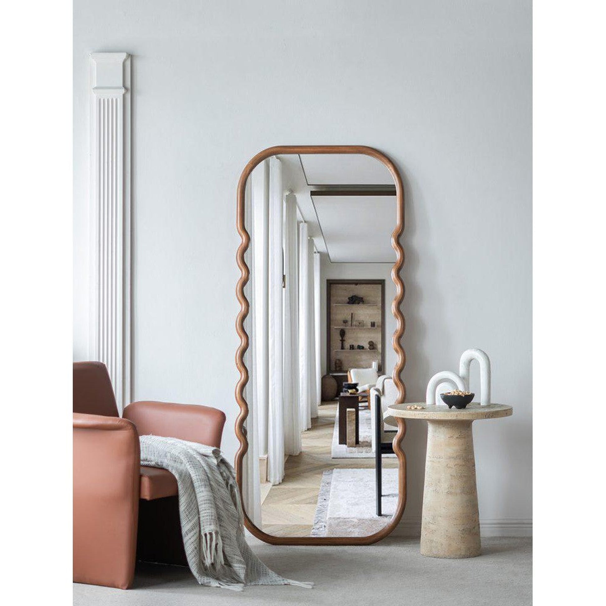 A&B Home 31" x 74" Bundle of 9 Rectangular Rich Dark Brown Oversized Wooden Framed Floor Mirror