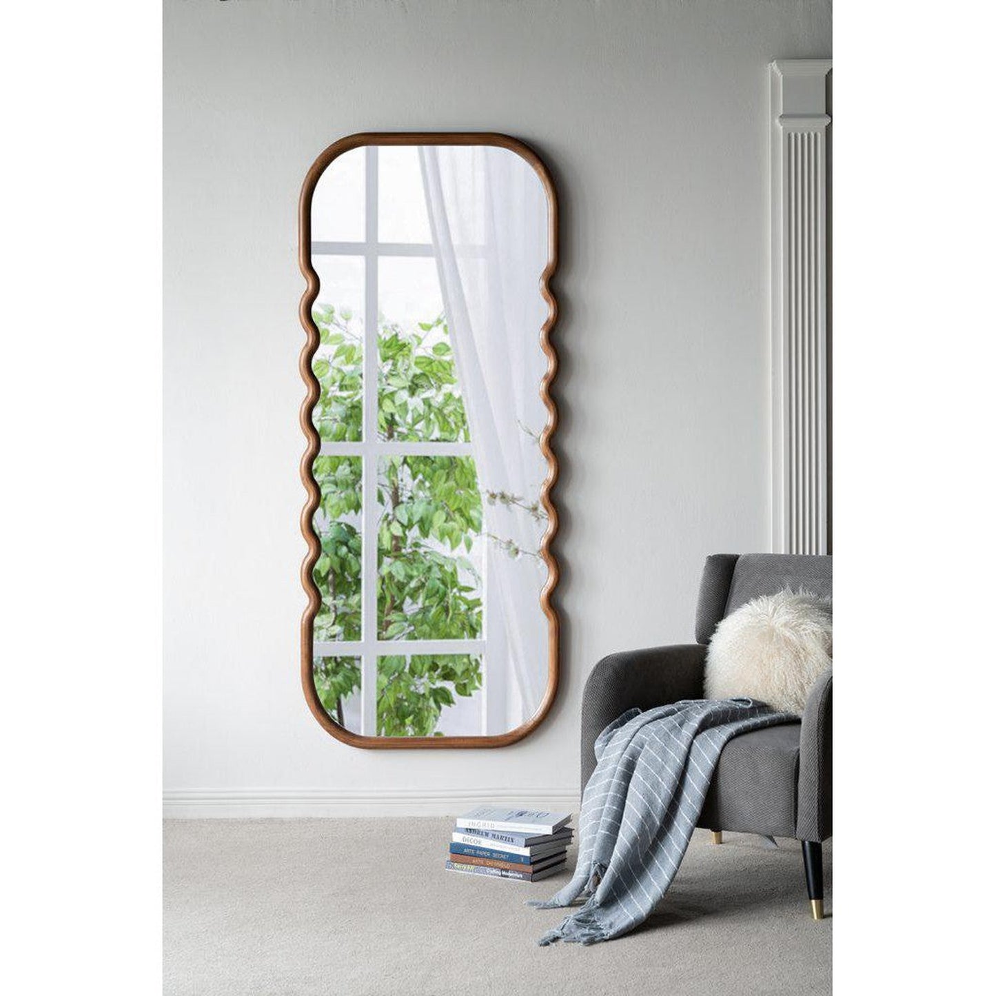 A&B Home 31" x 74" Bundle of 9 Rectangular Rich Dark Brown Oversized Wooden Framed Floor Mirror