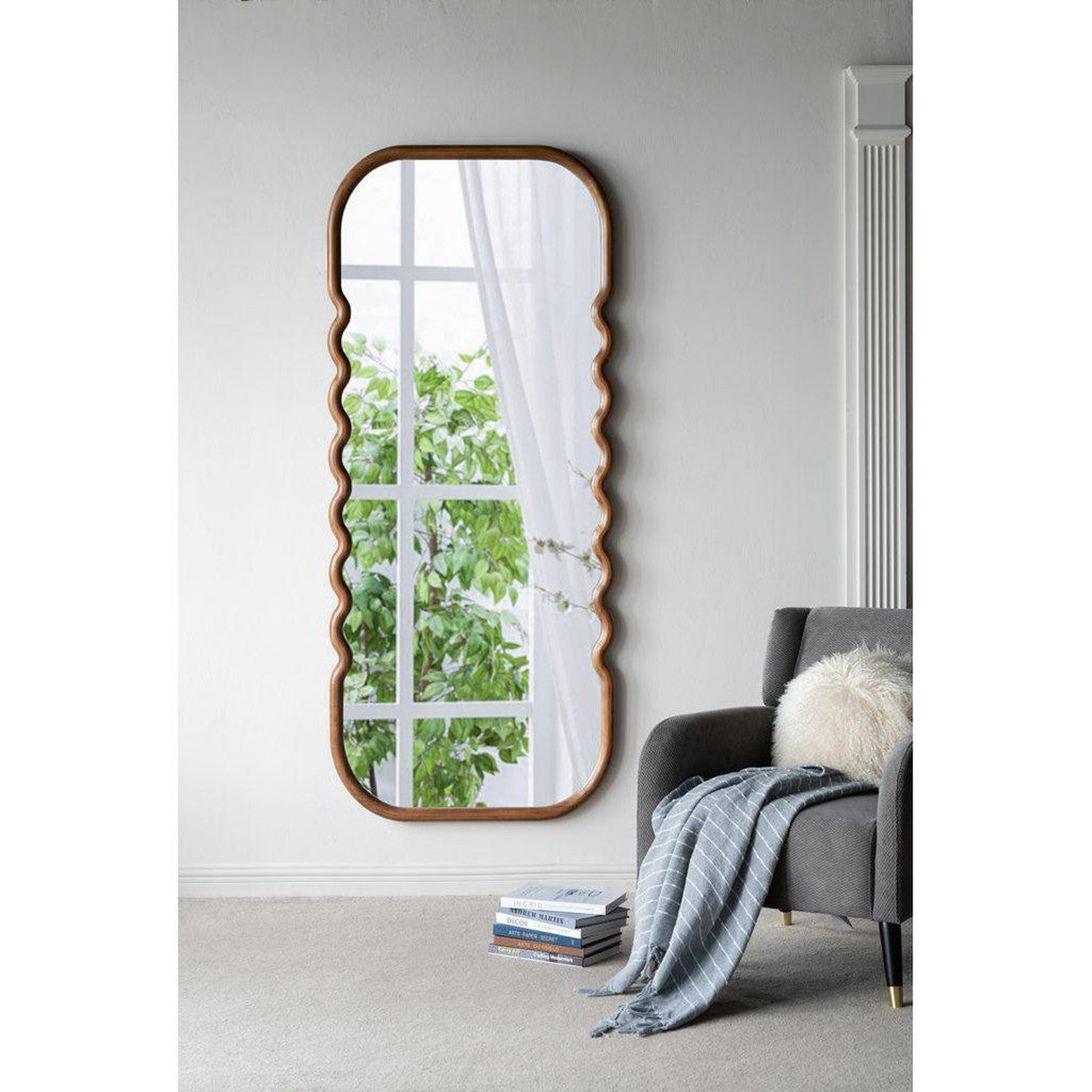 A&B Home 31" x 74" Bundle of 9 Rectangular Rich Dark Brown Oversized Wooden Framed Floor Mirror