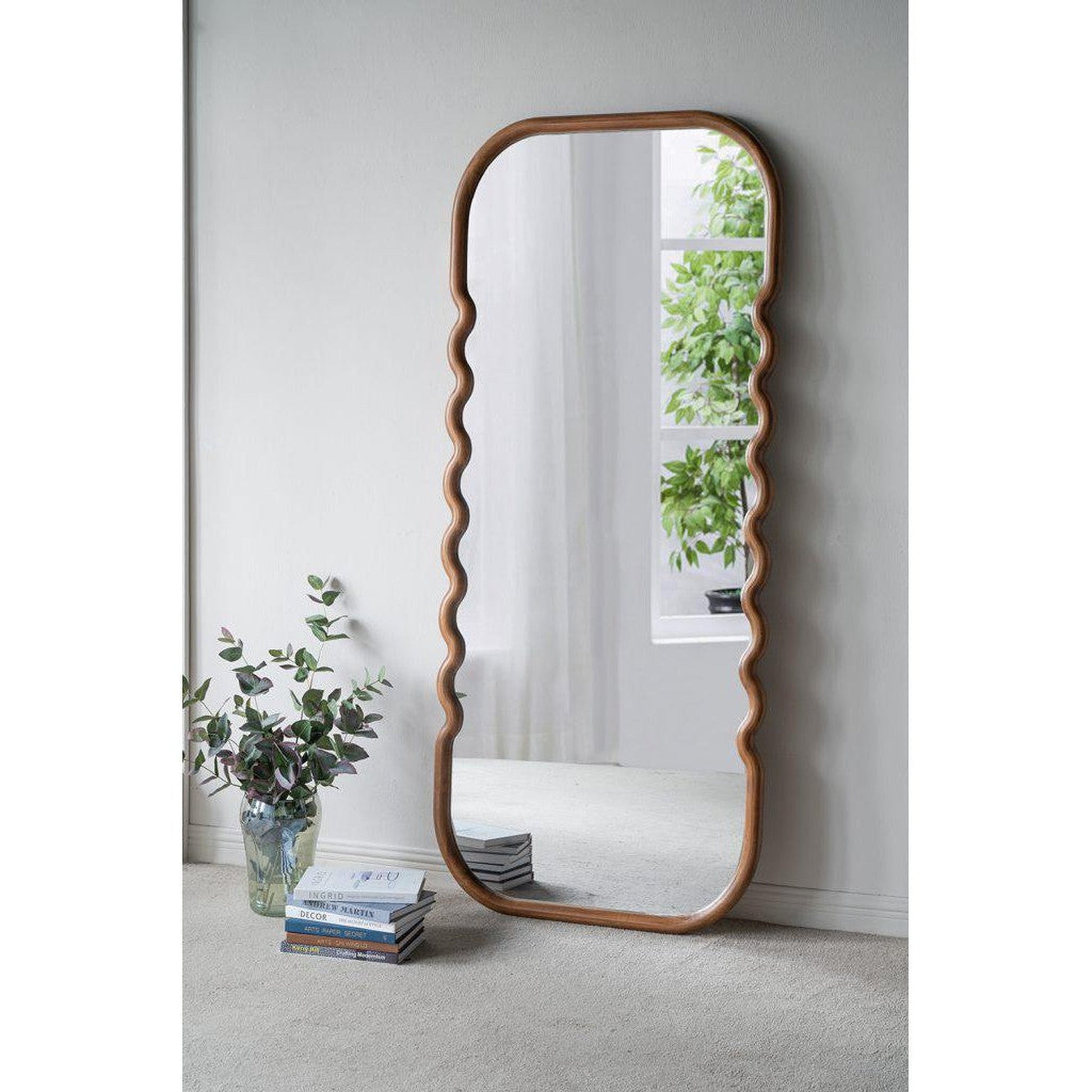 A&B Home 31" x 74" Bundle of 9 Rectangular Rich Dark Brown Oversized Wooden Framed Floor Mirror
