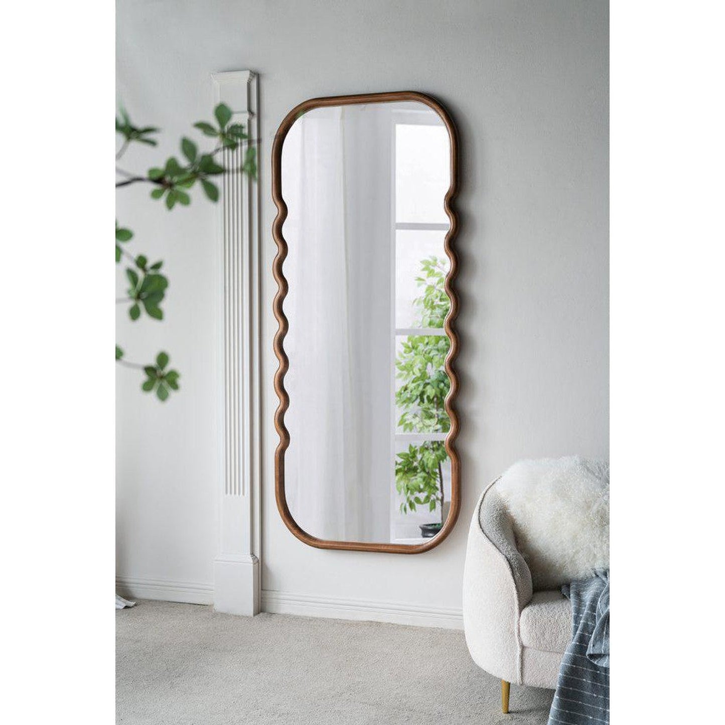 A&B Home 31" x 74" Bundle of 9 Rectangular Rich Dark Brown Oversized Wooden Framed Floor Mirror