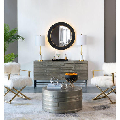 A&B Home 32" x 32" Bundle of 12 Round Shaped Black and Gold Metal Frame Wall-Mounted Mirror With Led Light