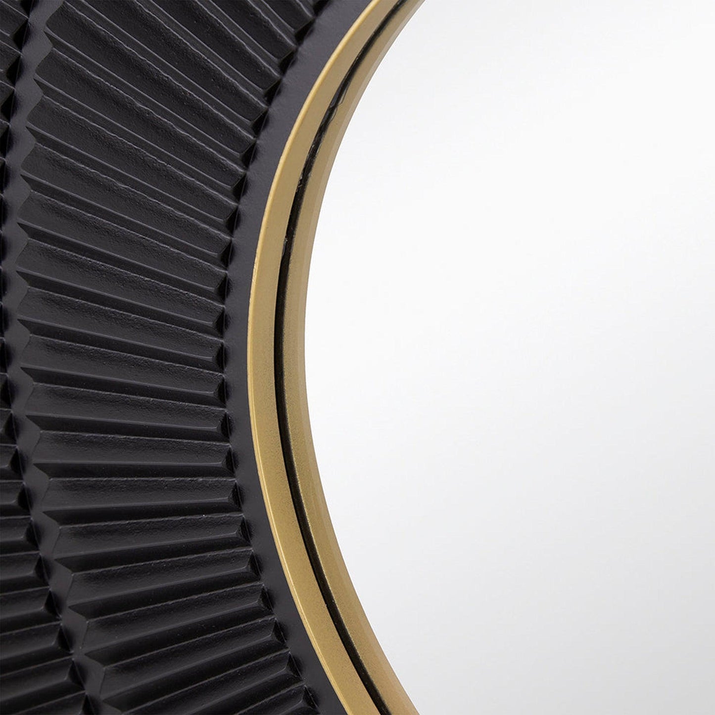 A&B Home 32" x 32" Bundle of 15 Round Carved Black With Gold Pleated Design Frame Wall-Mounted Mirror