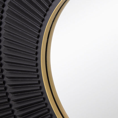 A&B Home 32" x 32" Bundle of 15 Round Carved Black With Gold Pleated Design Frame Wall-Mounted Mirror