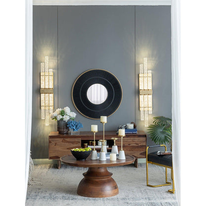 A&B Home 32" x 32" Bundle of 15 Round Carved Black With Gold Pleated Design Frame Wall-Mounted Mirror