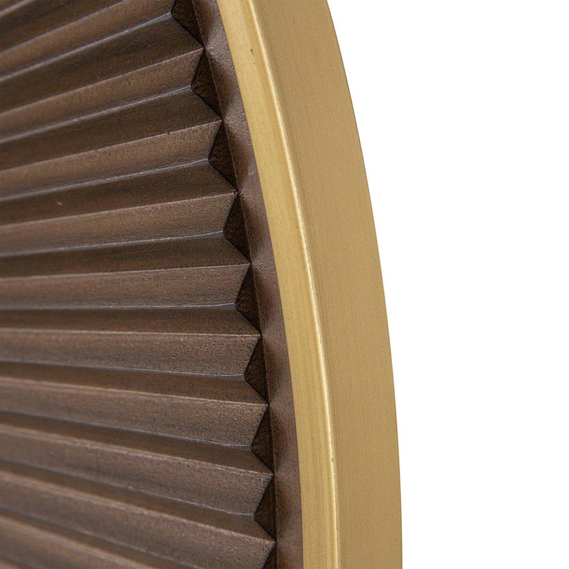 A&B Home 32" x 32" Bundle of 15 Round Carved Brown With Gold Pleated Design Frame Wall-Mounted Mirror