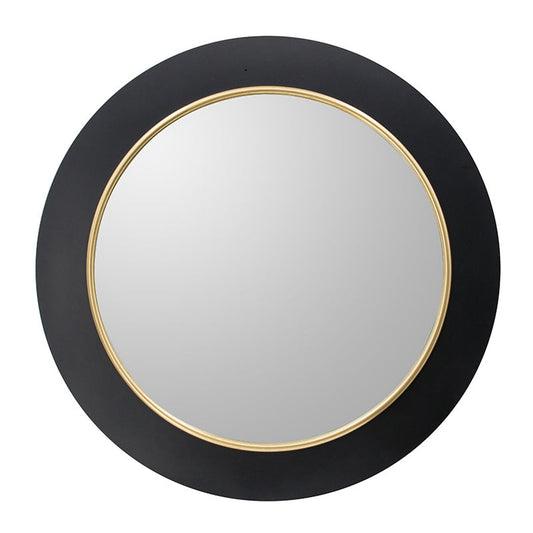 A&B Home 32" x 32" Bundle of 9 Round Shaped Black and Gold Metal Frame Wall-Mounted Mirror With Led Light