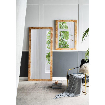 A&B Home 32" x 71" Bundle of 4 Rectangular Brown Burl Wood Framed Floor Mirror
