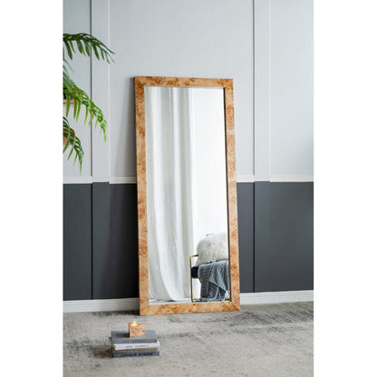 A&B Home 32" x 71" Bundle of 6 Rectangular Brown Burl Wood Framed Floor Mirror