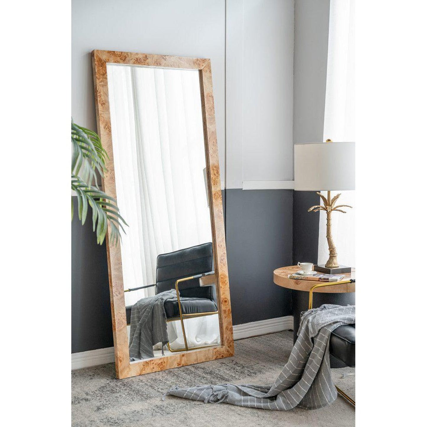 A&B Home 32" x 71" Bundle of 6 Rectangular Brown Burl Wood Framed Floor Mirror