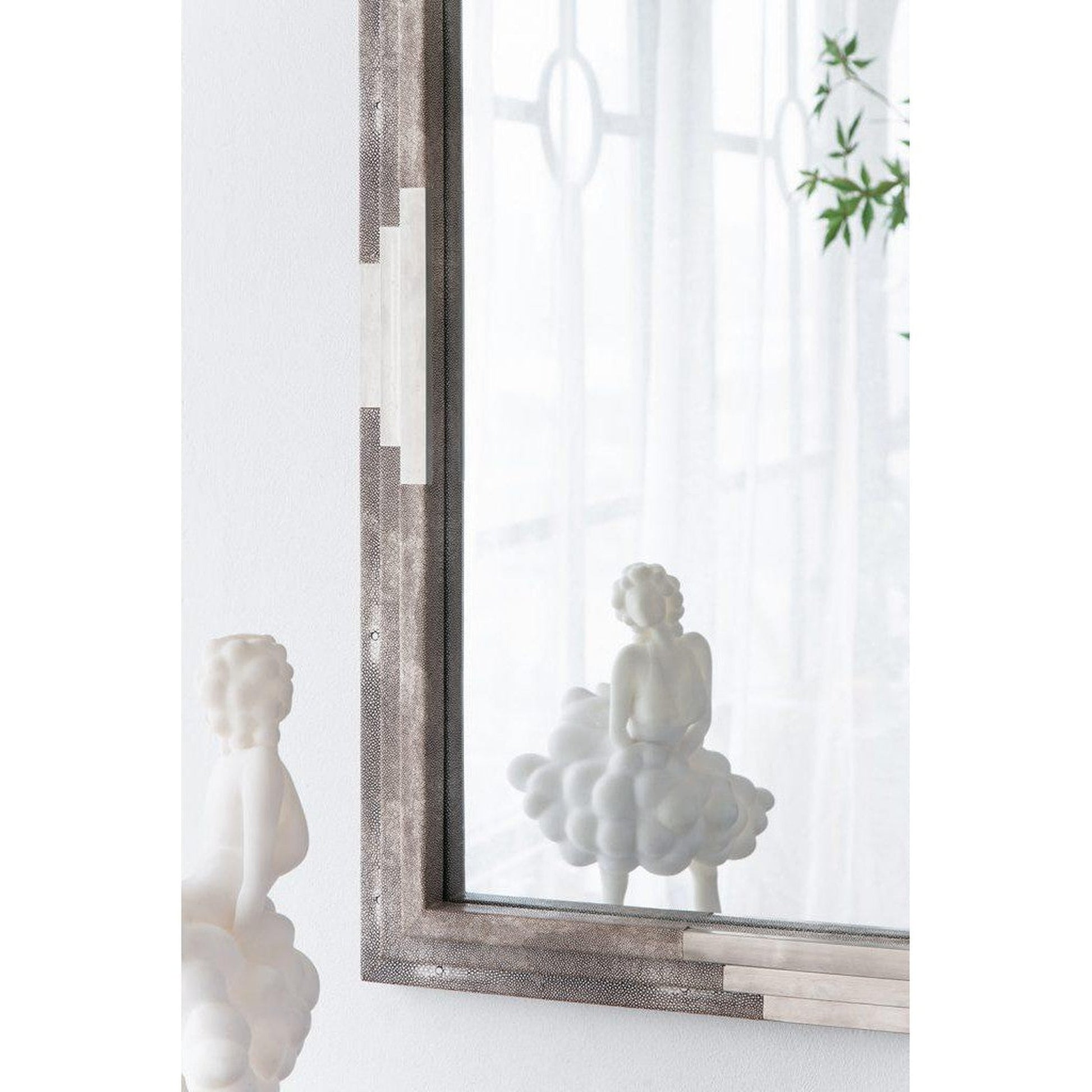 A&B Home 35" x 27" Bundle of 8 Rectangular Matte Gray 3D Wooden Frame Wall-Mounted Mirror