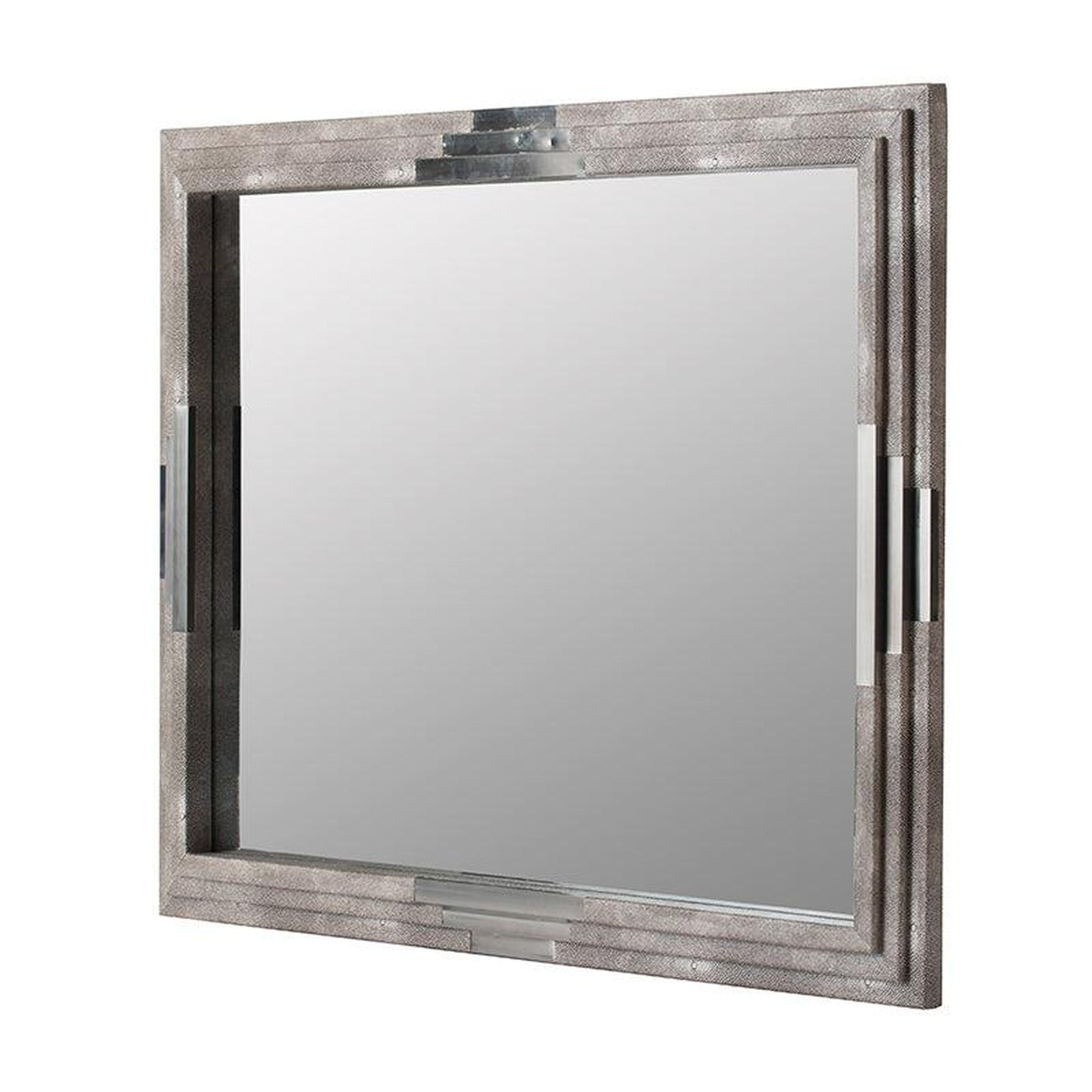 A&B Home 35" x 27" Bundle of 8 Rectangular Matte Gray 3D Wooden Frame Wall-Mounted Mirror