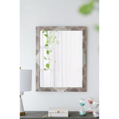 A&B Home 35" x 27" Bundle of 8 Rectangular Matte Gray 3D Wooden Frame Wall-Mounted Mirror