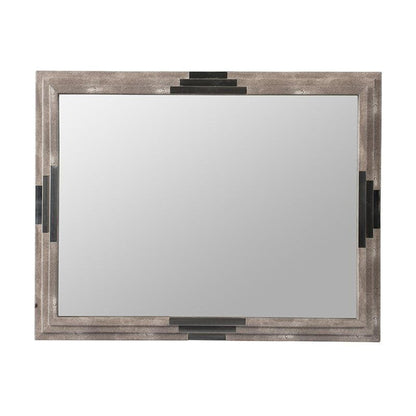 A&B Home 35" x 27" Bundle of 8 Rectangular Matte Gray 3D Wooden Frame Wall-Mounted Mirror