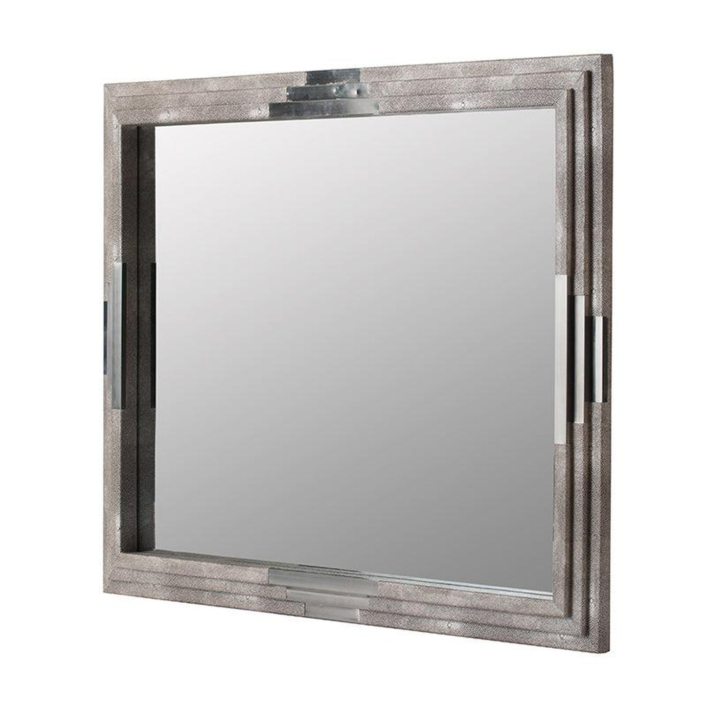 A&B Home 35" x 27" Rectangular Matte Gray 3D Wooden Frame Wall-Mounted Mirror