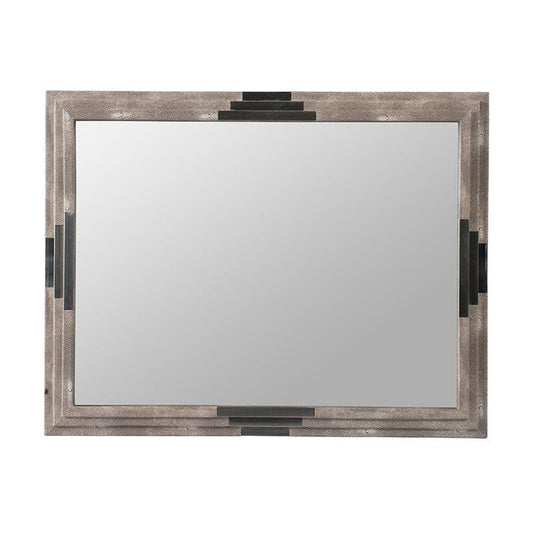 A&B Home 35" x 27" Rectangular Matte Gray 3D Wooden Frame Wall-Mounted Mirror