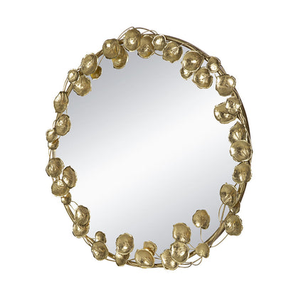 A&B Home 35" x 35" Bundle of 10 Round Gold Metal Frame Wall-Mounted Mirror With Golden Leaf Accent