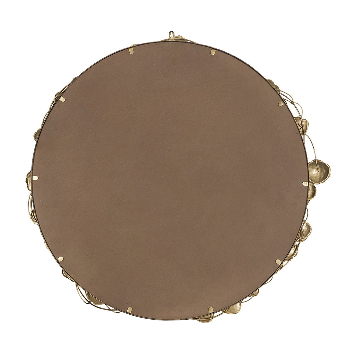 A&B Home 35" x 35" Bundle of 10 Round Gold Metal Frame Wall-Mounted Mirror With Golden Leaf Accent