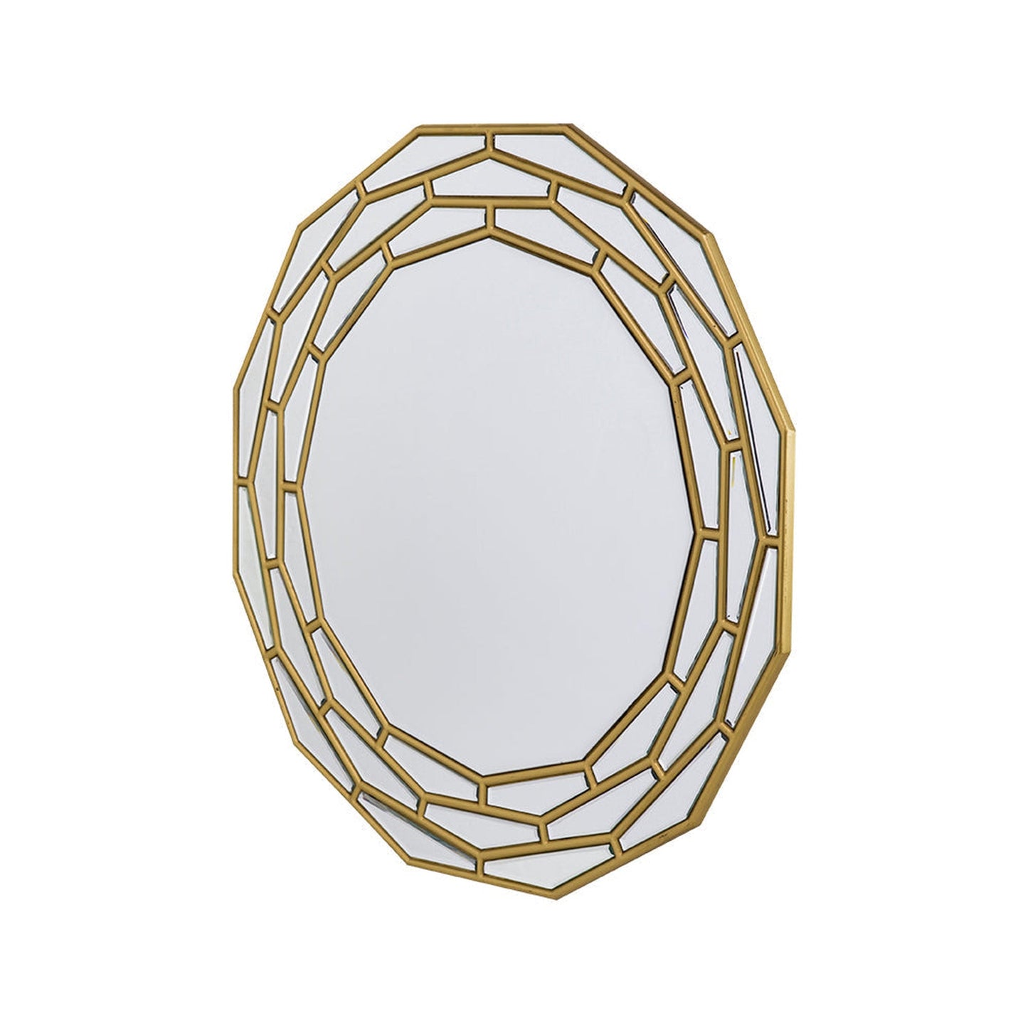 A&B Home 35" x 35" Bundle of 5 Round Brushed Metallic Gold Wooden Frame Wall-Mounted Mirror