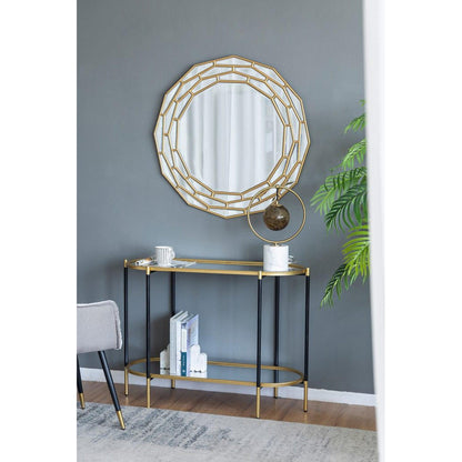 A&B Home 35" x 35" Bundle of 5 Round Brushed Metallic Gold Wooden Frame Wall-Mounted Mirror