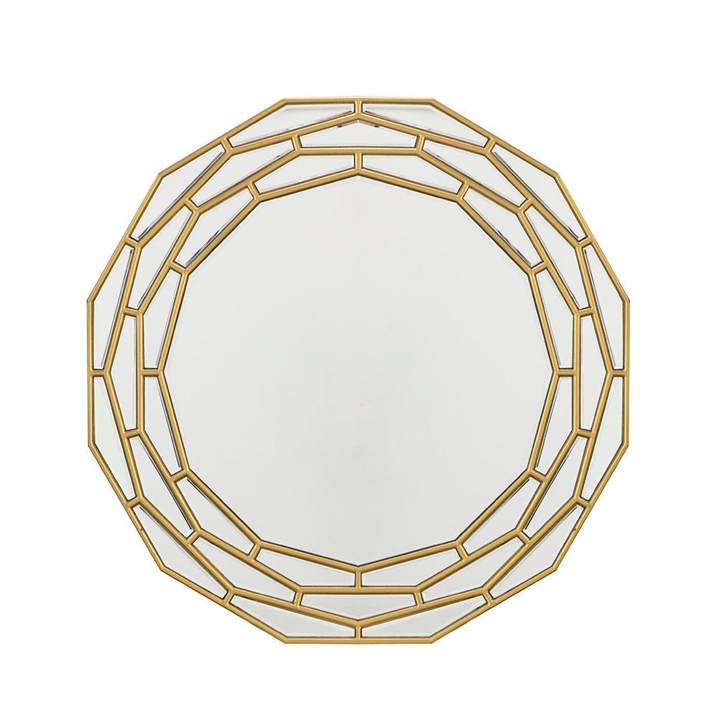 A&B Home 35" x 35" Bundle of 5 Round Brushed Metallic Gold Wooden Frame Wall-Mounted Mirror