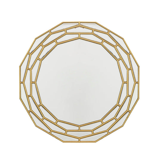 A&B Home 35" x 35" Bundle of 5 Round Brushed Metallic Gold Wooden Frame Wall-Mounted Mirror