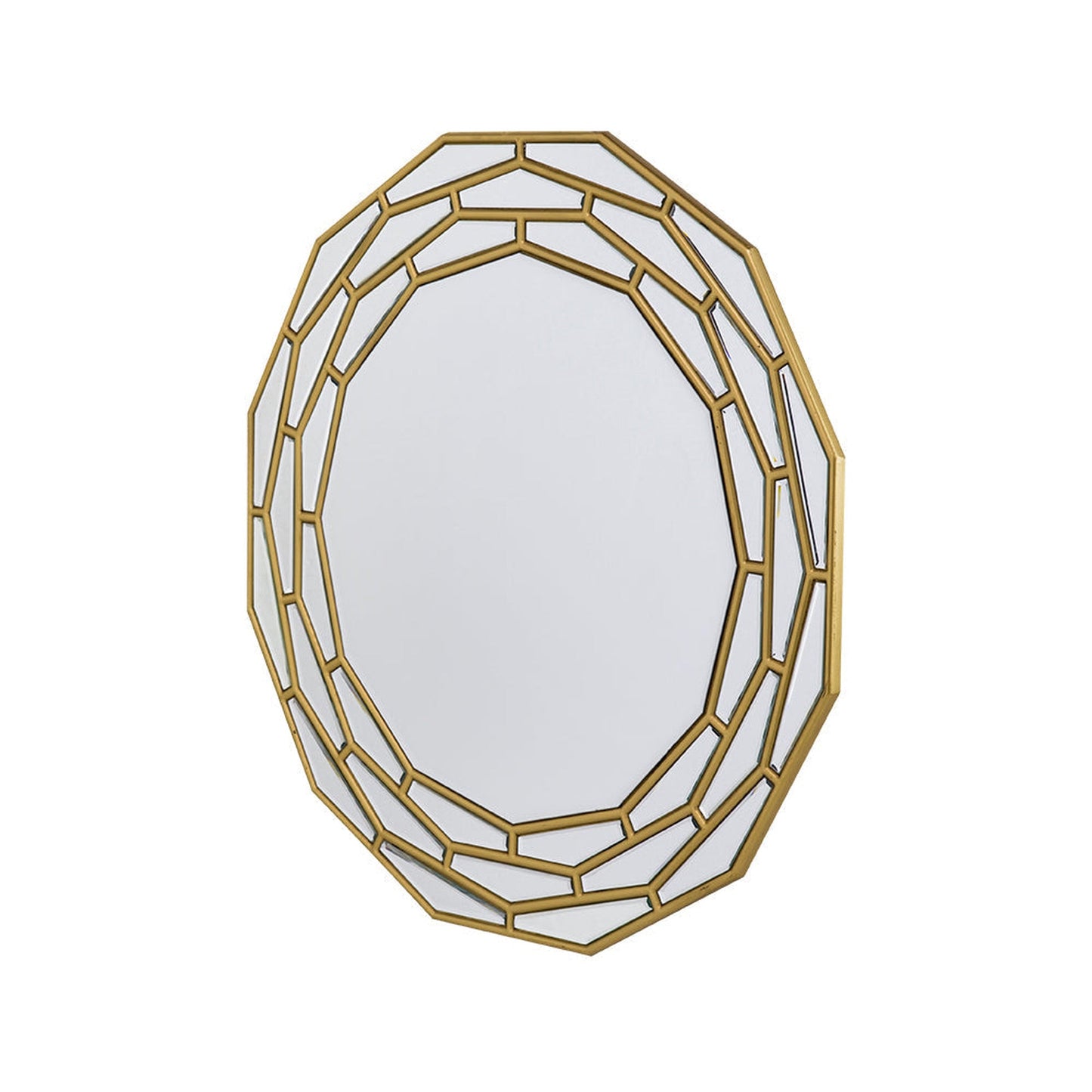 A&B Home 35" x 35" Bundle of 8 Round Brushed Metallic Gold Wooden Frame Wall-Mounted Mirror