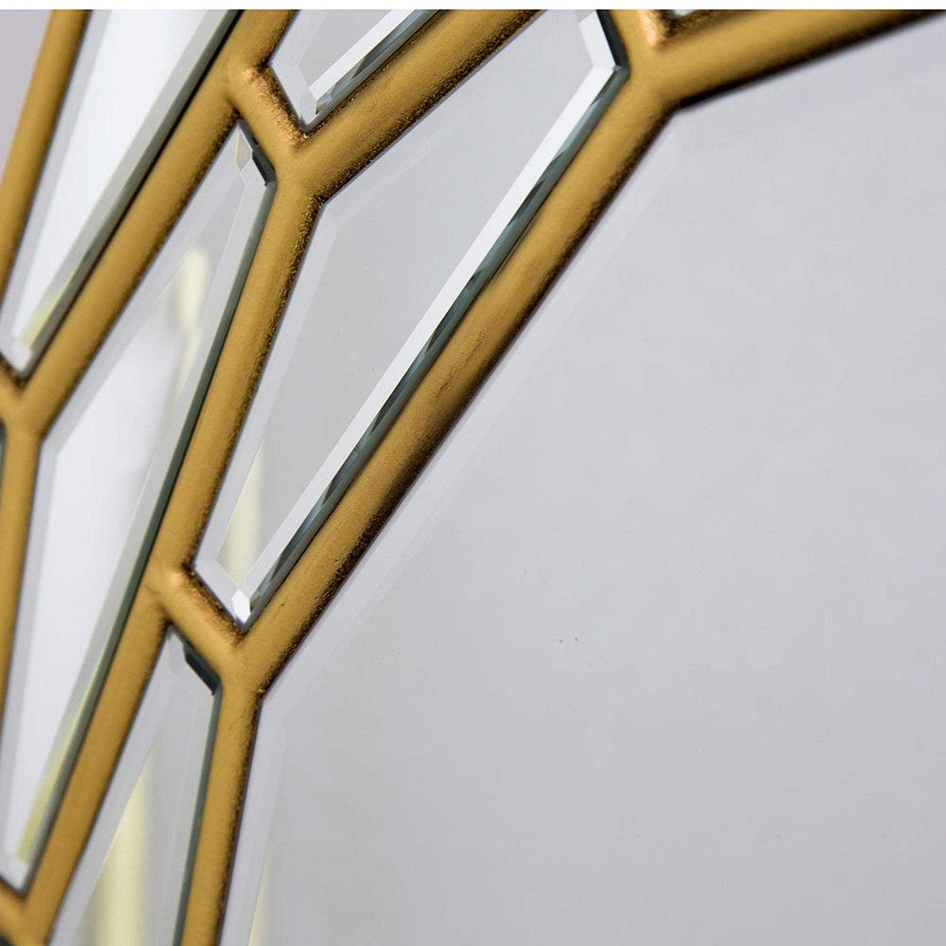 A&B Home 35" x 35" Bundle of 8 Round Brushed Metallic Gold Wooden Frame Wall-Mounted Mirror