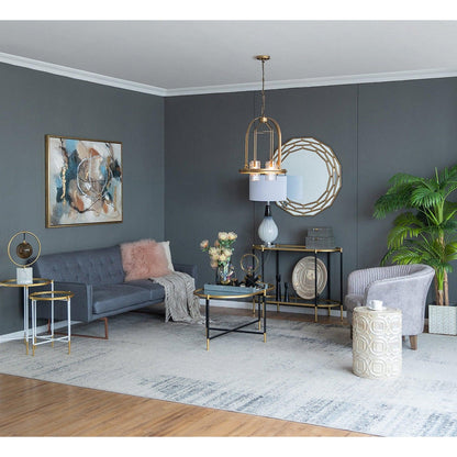 A&B Home 35" x 35" Bundle of 8 Round Brushed Metallic Gold Wooden Frame Wall-Mounted Mirror