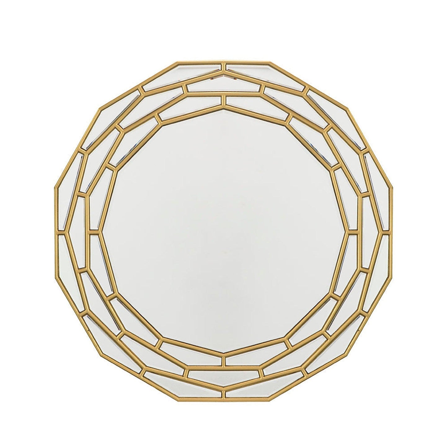 A&B Home 35" x 35" Bundle of 8 Round Brushed Metallic Gold Wooden Frame Wall-Mounted Mirror