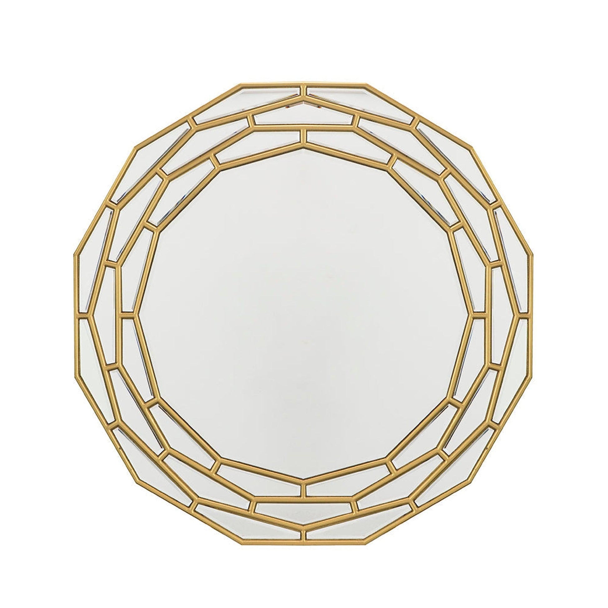 A&B Home 35" x 35" Bundle of 8 Round Brushed Metallic Gold Wooden Frame Wall-Mounted Mirror