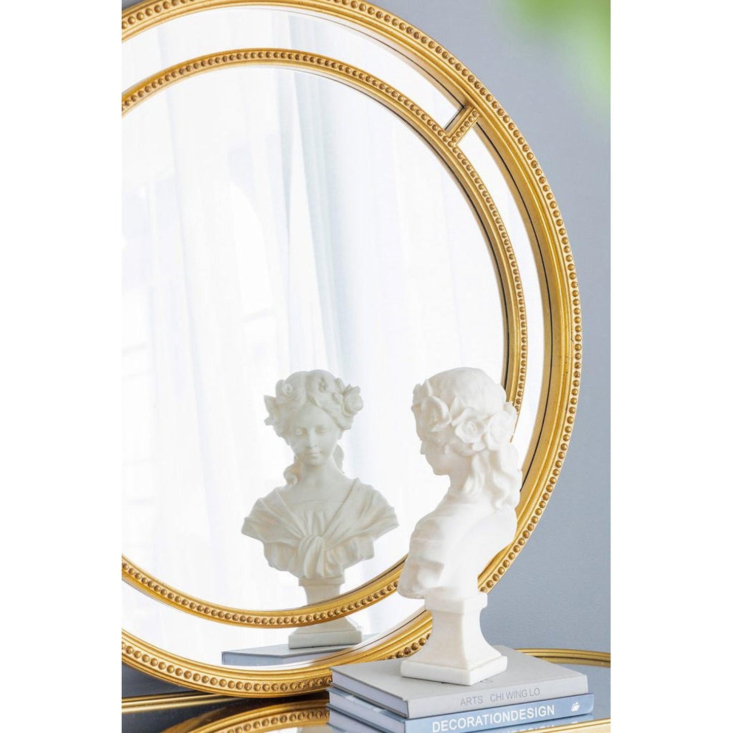 A&B Home 35" x 35" Bundle of 8 Round Gold Double Frame Wall-Mounted Mirror