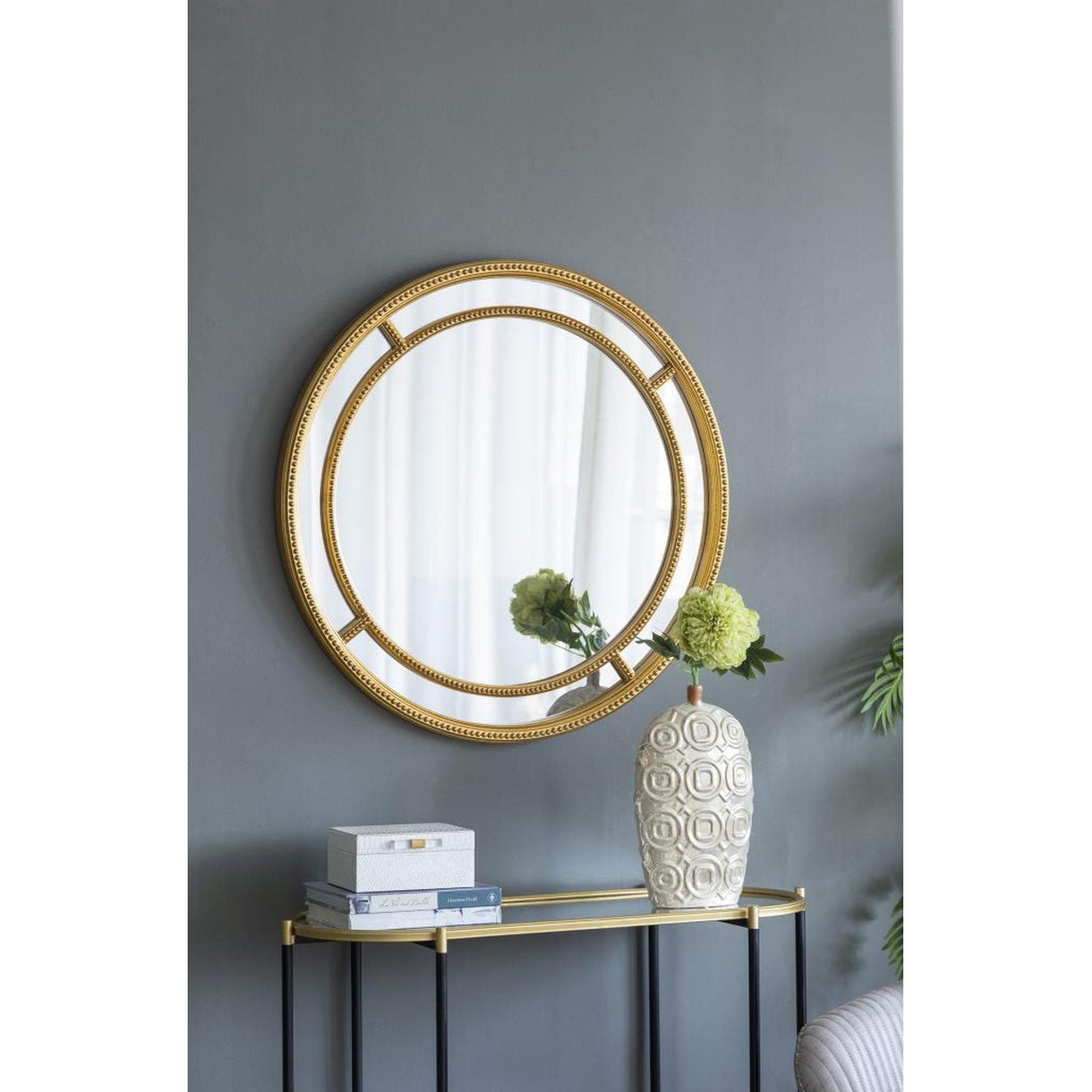 A&B Home 35" x 35" Bundle of 8 Round Gold Double Frame Wall-Mounted Mirror