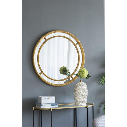 A&B Home 35" x 35" Bundle of 8 Round Gold Double Frame Wall-Mounted Mirror