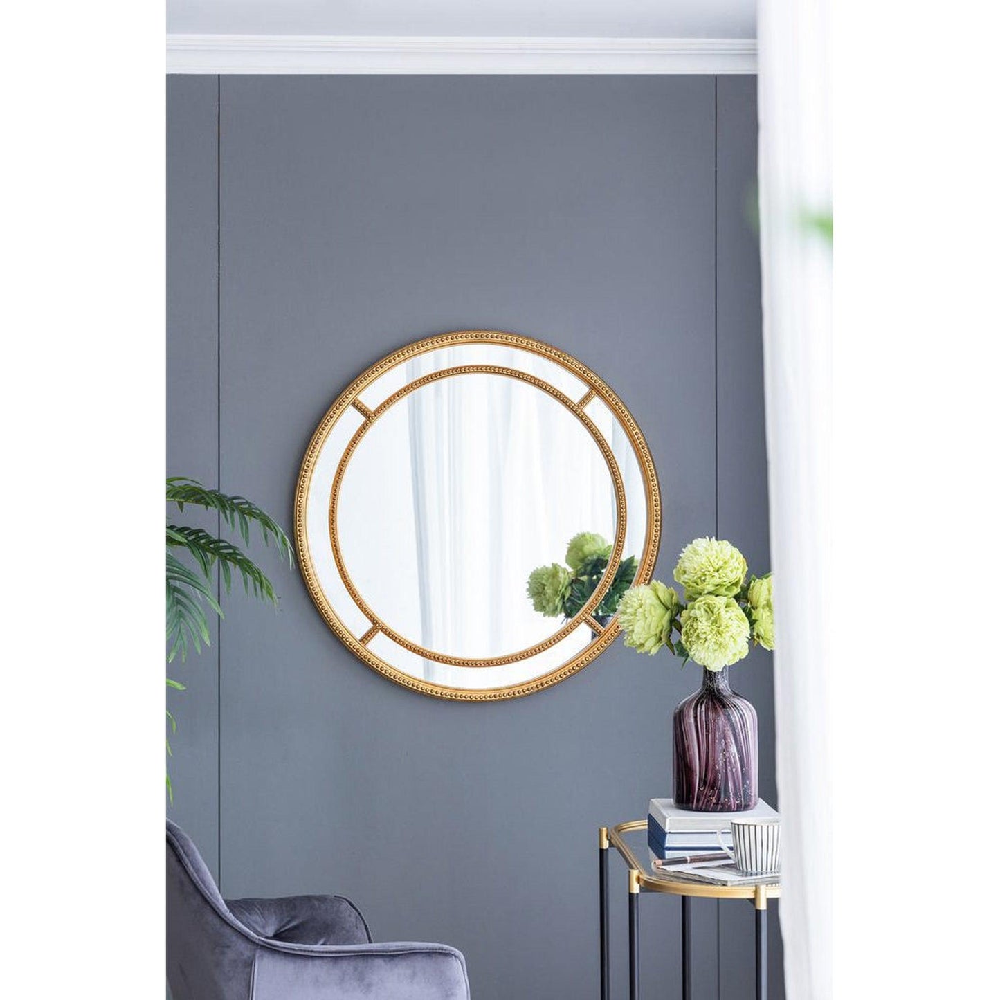 A&B Home 35" x 35" Bundle of 8 Round Gold Double Frame Wall-Mounted Mirror