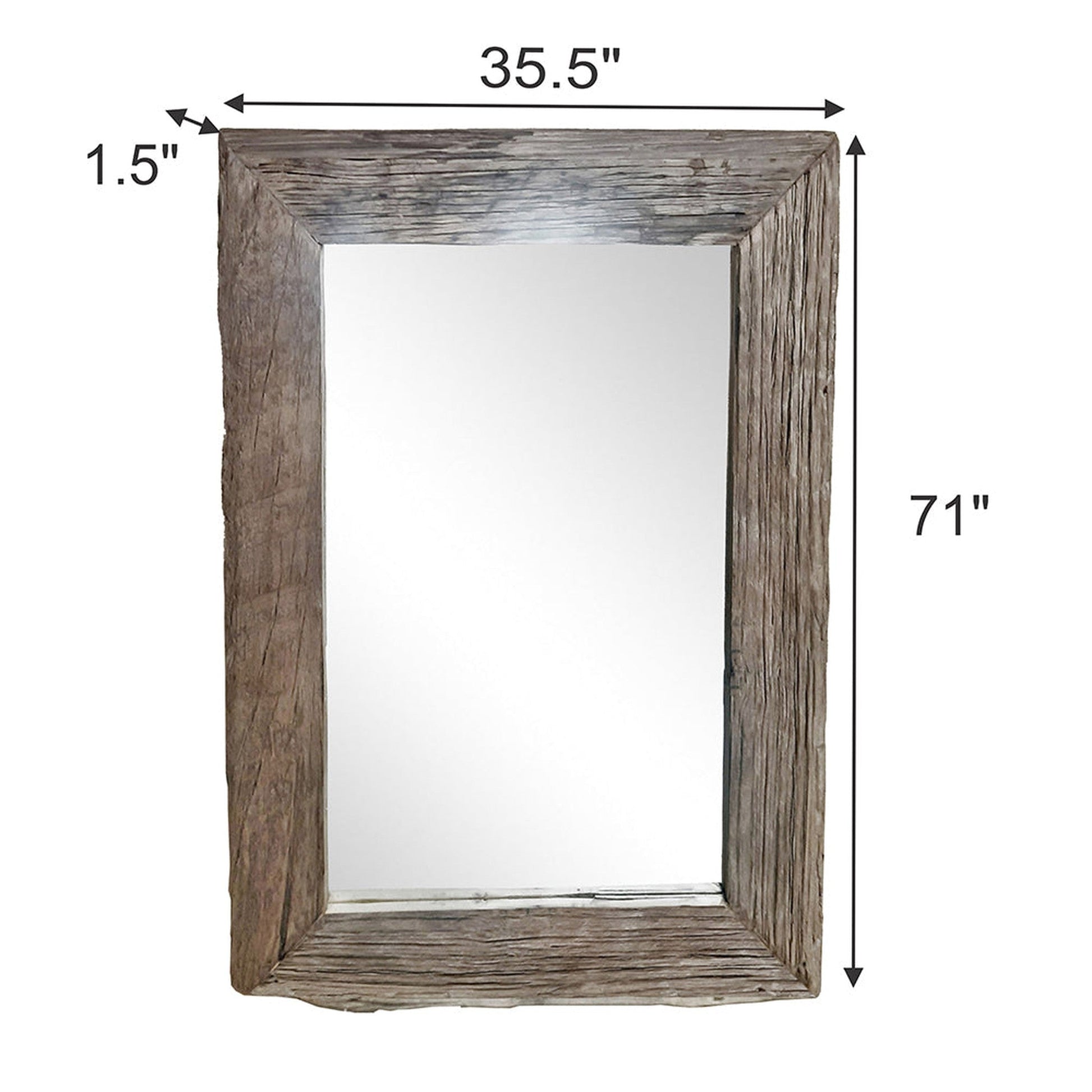 A&B Home 35" x 41" Bundle of 3 Rectangular Brown Slipper Wooden Framed Wall-Mounted Mirror