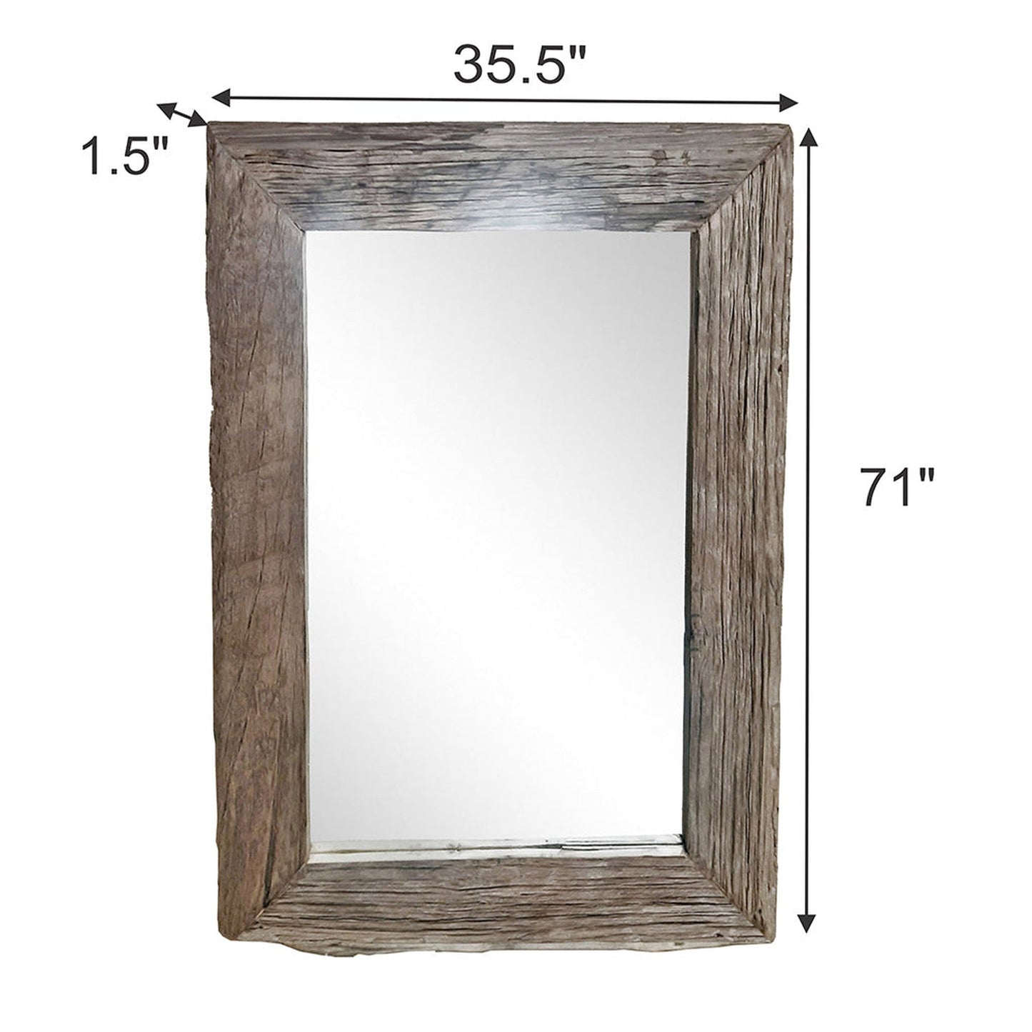 A&B Home 35" x 41" Bundle of 4 Rectangular Brown Slipper Wooden Framed Wall-Mounted Mirror