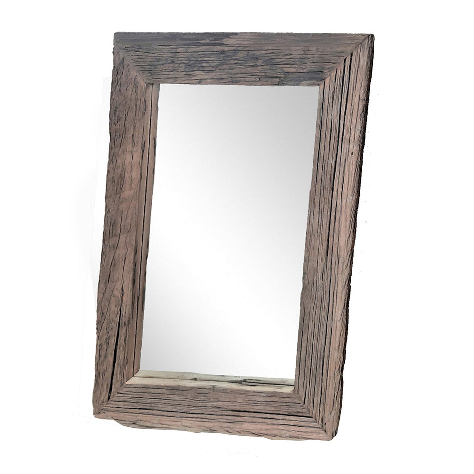 A&B Home 35" x 41" Bundle of 4 Rectangular Brown Slipper Wooden Framed Wall-Mounted Mirror