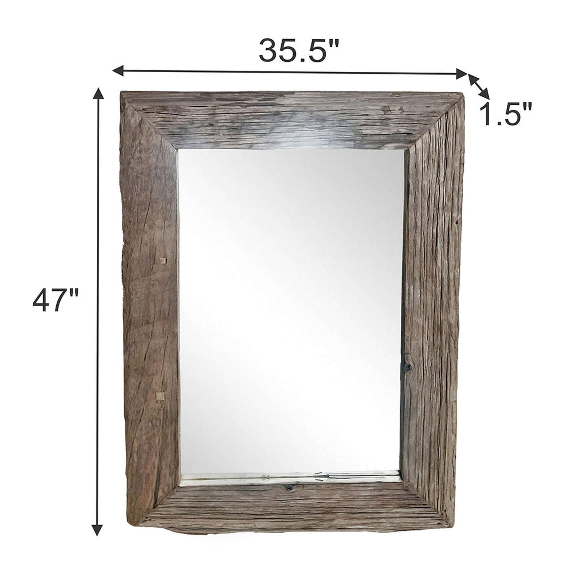 A&B Home 35" x 48" Bundle of 4 Rectangular Brown Slipper Wooden Framed Wall-Mounted Mirror